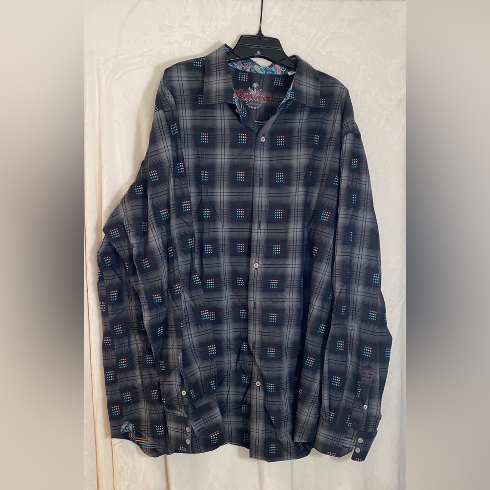 Robert Graham Men’s 3XLT Gray and Multicolor Plaid Shirt